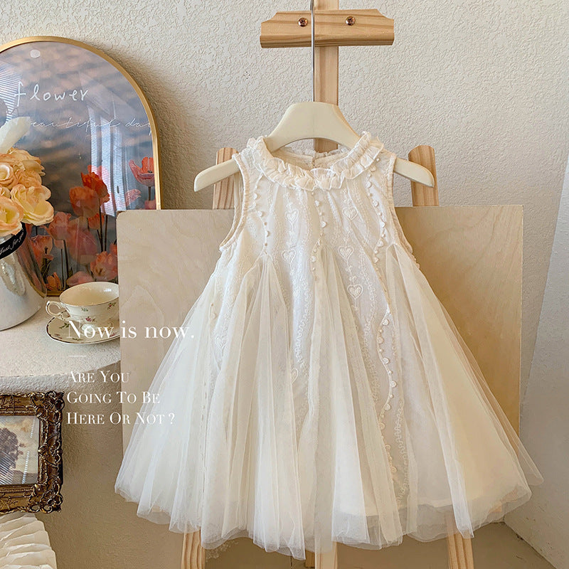 Sleeveless dress new foreign style children's lace skirt baby dress girl gauze skirt