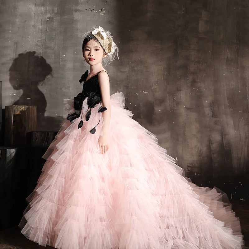 High - end Stylish Trailing Piano Performance Dress & Hosting/Catwalk Gown