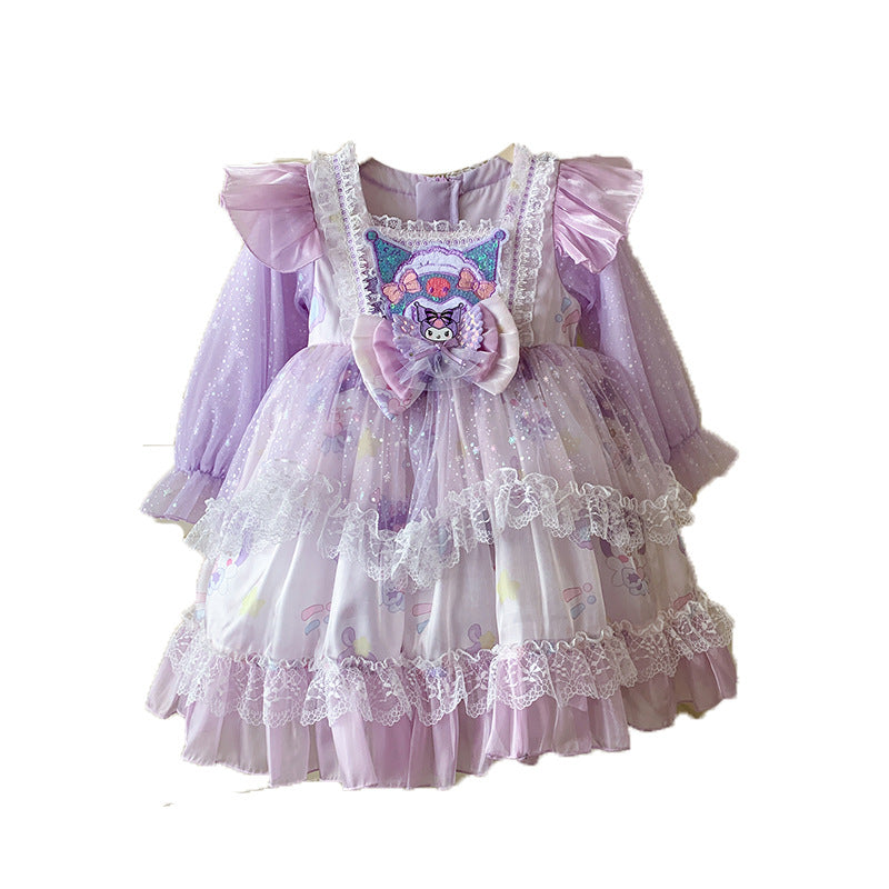Girls Kulomie Princess Dress Spring and Autumn Little Girl Lolita Dress Children's Heavy Industry Birthday Dress Gauze Dress