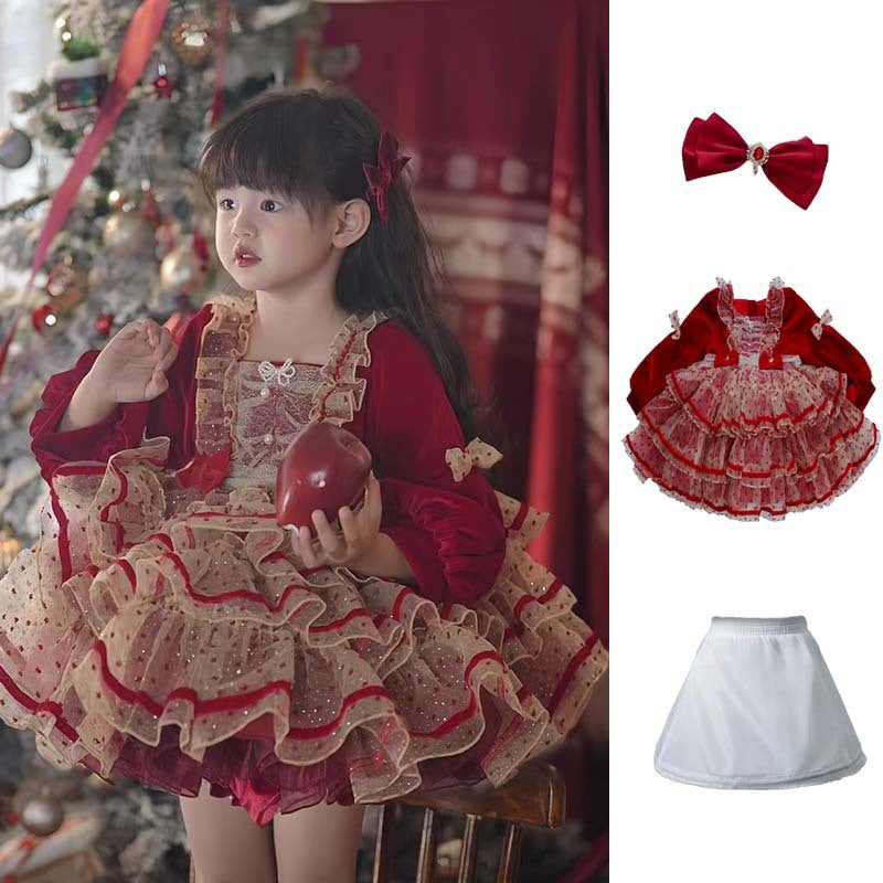 Christmas Tutu Dress with Polka Dot Design, Princess Dress with a Sense of Sophistication, Birthday Dress