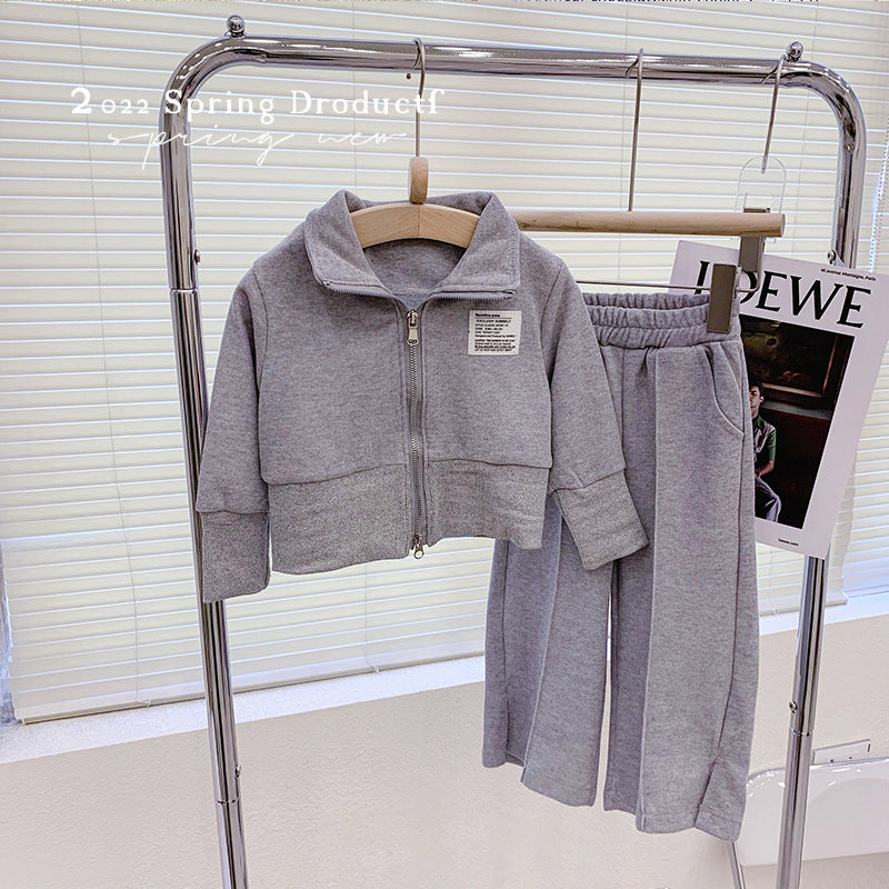 女童时髦运动套装春秋装2025新款中小童韩版洋气连帽外套两件套潮