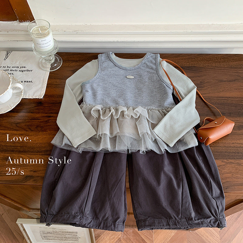 Girls' suit 2025 spring and autumn new foreign style baby girl autumn popular wear children's clothes autumn three-piece set