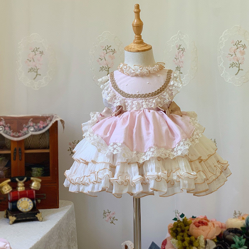 Lolita Girls' Princess Dress, Spanish - Style Pink Kids' Birthday Ball Gown