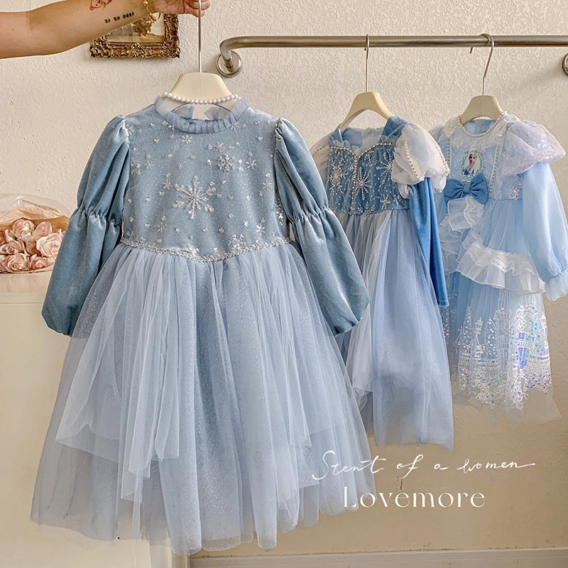 Birthday Skirt Children's Dress Fluffy Mesh Heavy Industry Ice and Snow Dress