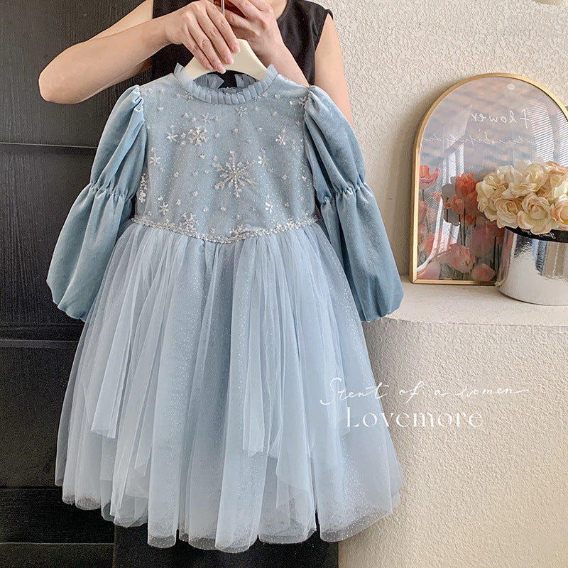 Birthday Skirt Children's Dress Fluffy Mesh Heavy Industry Ice and Snow Dress