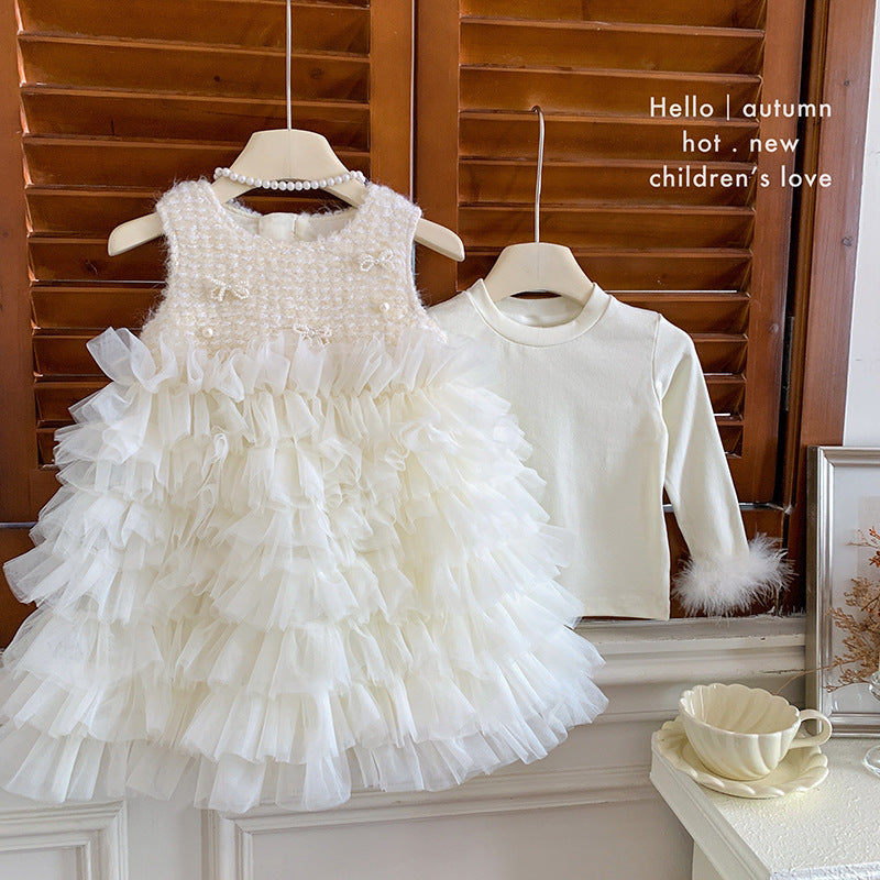 Girls dress autumn princess dress children's tutu skirt 2025 new foreign style little girl birthday dress skirt