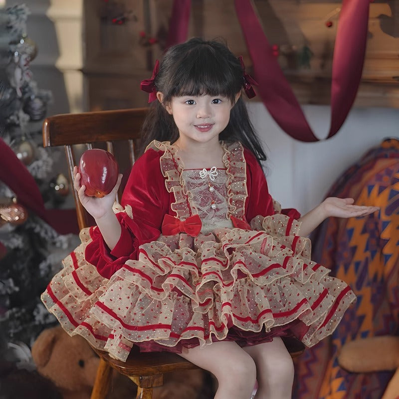 Christmas Tutu Dress with Polka Dot Design, Princess Dress with a Sense of Sophistication, Birthday Dress