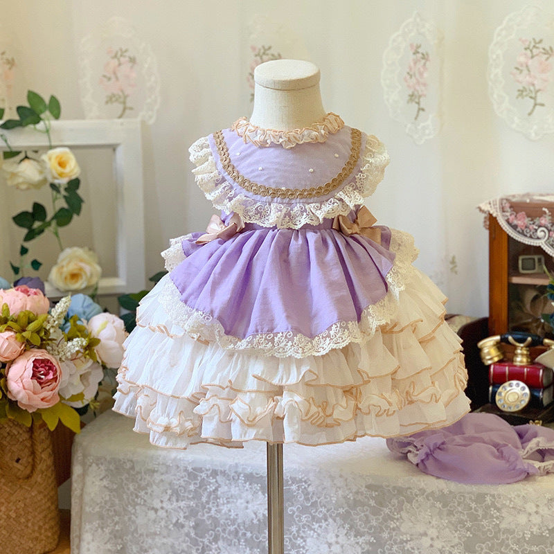 Lolita Girls' Princess Dress, Spanish - Style Pink Kids' Birthday Ball Gown