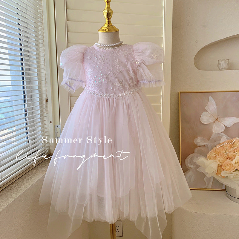 Baby Girl Frozen Princess Elsa Dress Little Girl Mesh Princess Dress