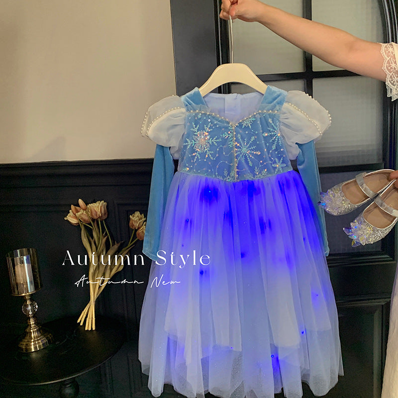 Girls Birthday Dress Dress Blue Fluffy Mesh Dress