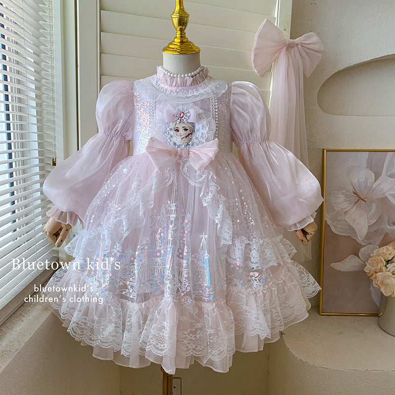 Stylish Lolita fluffy skirt Frozen Elsa birthday dress skirt