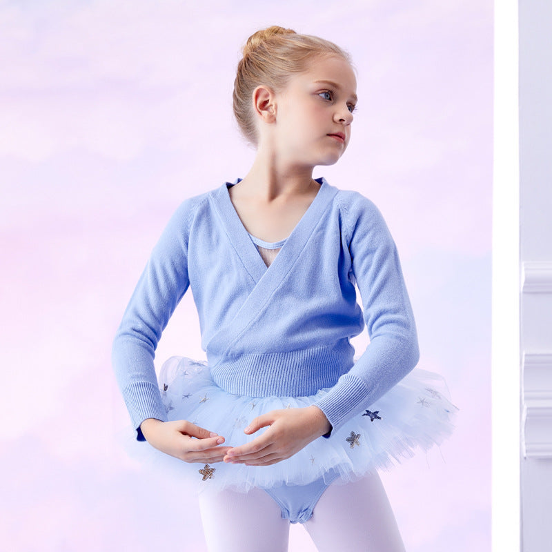 Ballet skirt shawl autumn and winter cardigan fleece long-sleeved training clothes