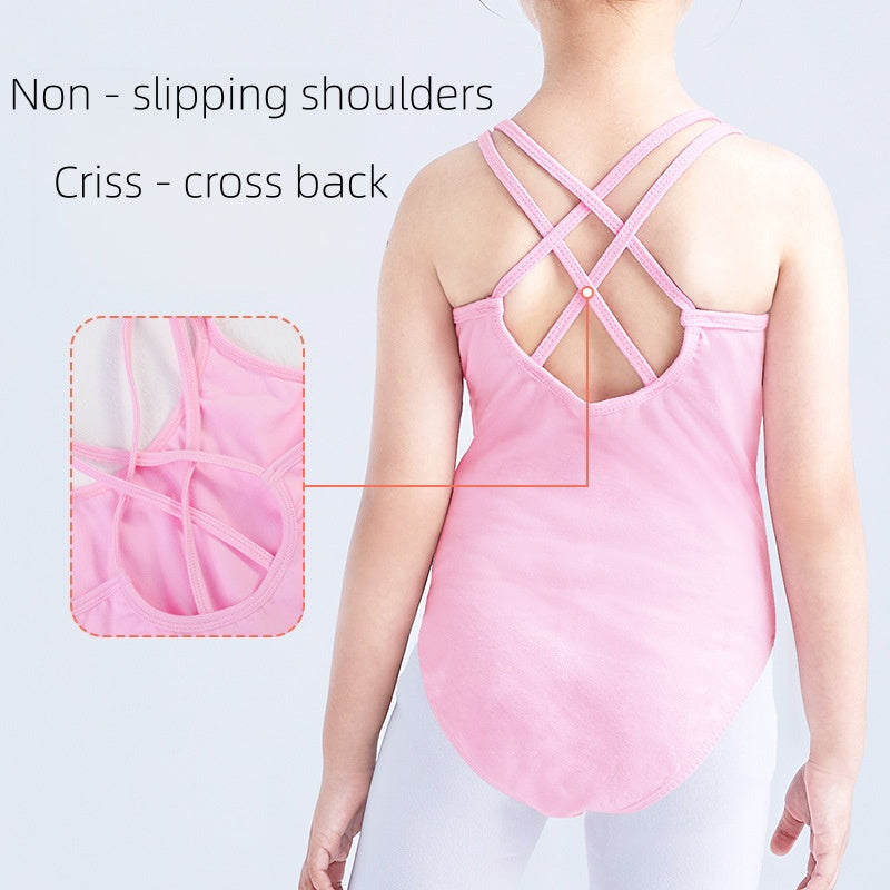 Black Kids' Ballet Leotard with Criss - Cross Back