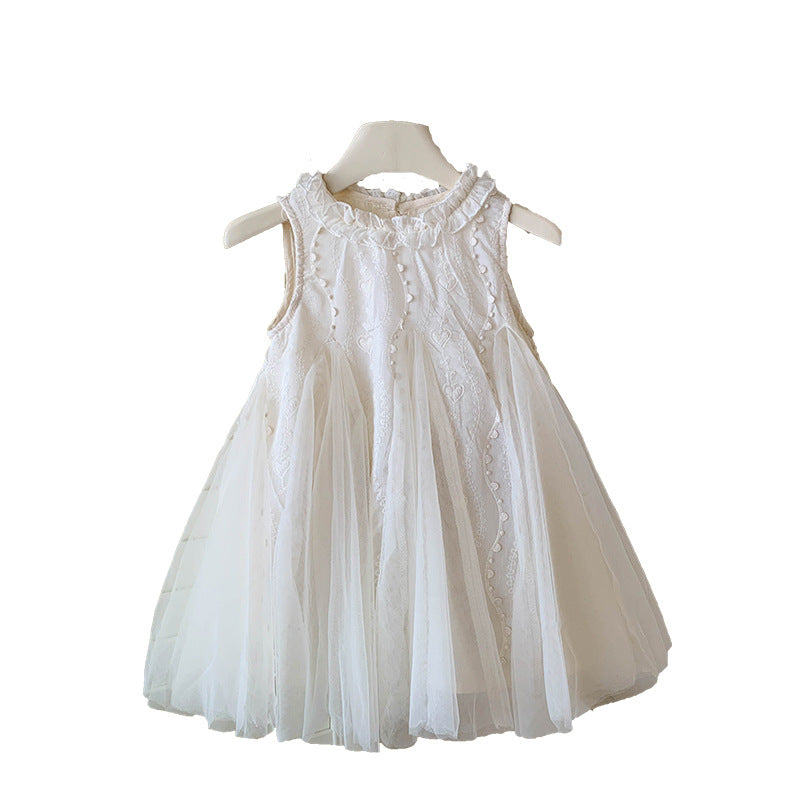 Sleeveless dress new foreign style children's lace skirt baby dress girl gauze skirt