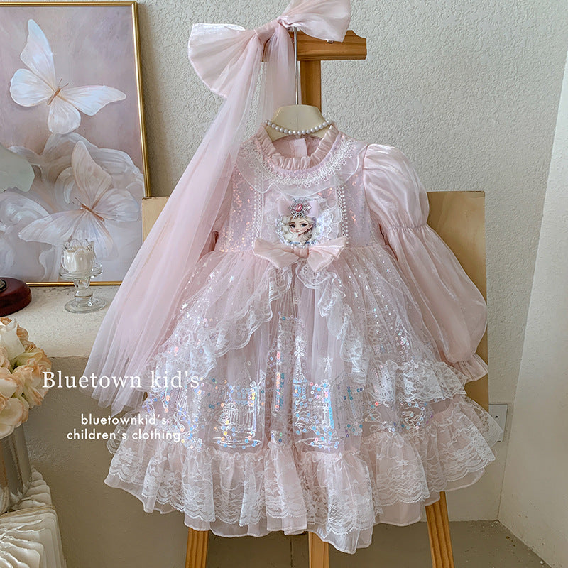 Stylish Lolita fluffy skirt Frozen Elsa birthday dress skirt